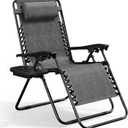 Nestl Zero Gravity Chairs, Portable Patio Lounge Chair Outdoor with Pillows & Cup Holder Trays, Adjustable Steel Mesh Reclining Camping Chair, Folding Patio Lawn Chair for Deck, Beach, Yard - Grey