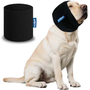 Ear Wraps for Dogs, Dog Snood for Ear Hematoma, Pet Ear Muffs for Noise Bath, Ear Cover for Cats and Dogs, Calming Dog Neck and Ear Warmer, Ear Care(Black, XL)