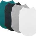 Chol&Vivi Plain Dog Shirt, 4pcs Blank Cotton Shirts Fit for Extra Small to Extra Large Size Dogs, Sleeveless Apparel Soft and Lightweight, Tank Top for All Breeds, Black/Grey/White/Dark Green, Large (L (19" Chest))
