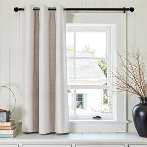 jinchan Light Green Linen Textured Curtain Grommet Top Thermal Insulated Light Filtering Drape for Living Room Cafe Farmhouse 38x54 Inches 1 Panel (Stone White)