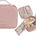 Travel Toiletry Bag & Makeup Bag for Women, PU Leather Cosmetic Case with Compartments, Waterproof Large Organizer for Travel Essentials