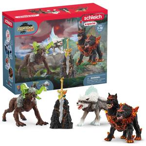 Schleich Eldrador Creatures - 5 PC Fantasy Creature Set - Ice Wolf, Lava Hound, Rock Beast and Sword Figure Playset - Animal Monster Figurines for Boys and Girls - Durable Fun Toys for Kids Ages 7+