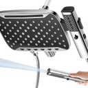 JDO High Pressure Rain Shower Head with Handheld Spray, 7 Modes Dual Shower Head Combo, 12 Inch Rainfall Showerhead Detachable, Power Wash for Bathroom Cleaning (Chrome)