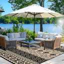 Wallona Outdoor Rugs 9x12 ft Patio Waterproof Clearance Indoor Outdoor Large Carpet for Patio Plastic Straw Reversible Area Rugs Mat for RV, Camping, Balcony, Beach, Picnic, Porch, Boho Black & Beige