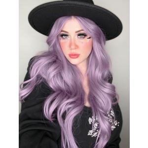 Quantum Love Long Curly Wig for Women Long Wavy Light purple Wigs 28 Inch Natural Looking Purple Synthetic Fashion Color Hair for Cosplay Halloween Daily Party Use
