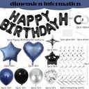 Navy Blue Birthday Decorations, 3D Foil Black Happy Birthday Balloon Banner with Star and Heart Balloons, Confetti Balloons, Hanging Swirls, for Boys Girls Men Women Party Decorations