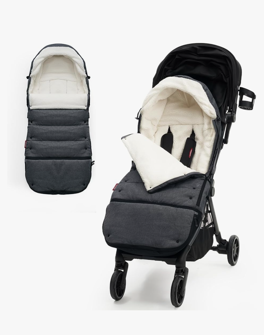 Momcozy Stroller Footmuff Universal | Easily Attaches to Most Strollers | Ultra-Plush,Weather-Proof Stroller Sleeping Bag | Deluxe Warm Stroller Bunting Bag | Extendable Cover Winter | Adjust-Buckle