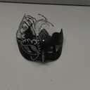 Ubauta Various Butterfly Rhinestone Metal Venetian Women Mask for Masquerade/Mardi Gras Party/Sexy Costume Ball/Wedding (Black With Silver Sequins)