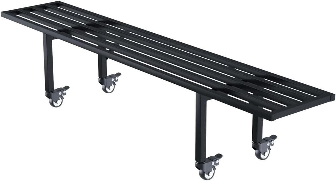 Zhongma One Tier Metal Plant Stand with Wheels,(45.67 L x 8.66 W x 10.3 H) Heavy Duty Plant Holder for Home, Window,Garden, Plant Lovers, Display Stand