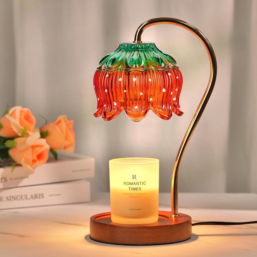 Strawberry Candle Warmer Lamp, Cute Candle Lamp with Timer & Dimmable, Birthday Christmas Gifts for Women Mom, House Warming Gift New Home, Lotus Wax Melt Warmer for Yankee Village Candles