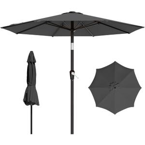 AreShark 9 FT Patio Umbrella for Outdoor, Outdoor Table Umbrella with Push Button Tilt and Crank, Outdoor Patio Umbrellas with 8 Sturdy Ribs for Market, Garden, Pool (Gray)
