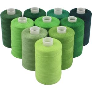 Sewing Thread 10 Color Sewing Industrial Purpose 1000 Yards Per Spool 40S/2 Polyester for DIY Sewing Machine,Embroidery Machine,Hand Sewing (Green)