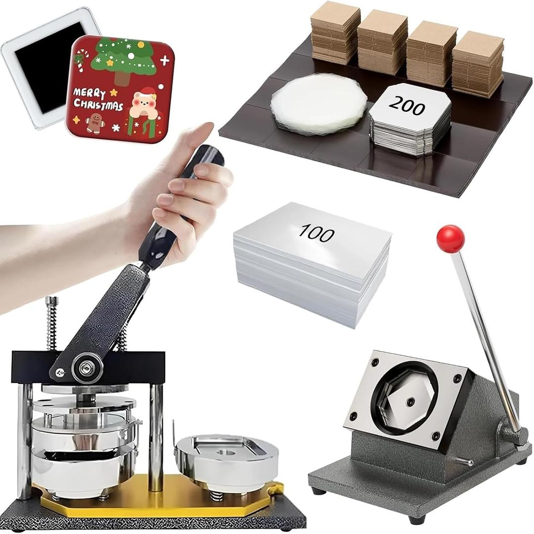 2x2in Square Fridge Magnets Maker Machine - Easy operation for all ages
50x50mm DIY Photo Refrigerator Sticker Magnet Press Machine with Paper Cutter, 200pcs Materials, 100pcs Photo Paper