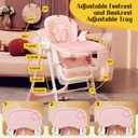 6-in-1 Convertible High Chair with Rocker | Baby High Chair for Newborn to Toddler (0-3 Years) | Adjustable, Foldable & Easy-Clean with Dishwasher Safe Tray & Tool-Free Assembly, Floral Dust Pink