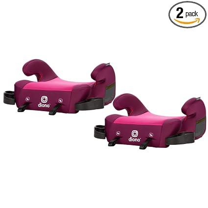 Diono Solana 2 XL Pack of 2 2022, Dual Latch Connectors, Lightweight Backless Belt-Positioning Booster Car Seat, 8 Years 1 Booster Seat, Pink, Manufactured Date: 04/2026