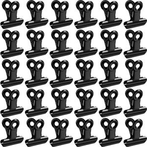 Boao 100 Pieces Metal Clips 0.87 Inch Black Mini Hinge Clips Small Binder Paper Clamps for Food Bags, Clipboard, Poster, Paper Pictures Organizers, Crafts Hanging Art, Home and Office(Black)