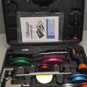 90 Ratcheting Pipe Tube Bender Set: 1/4" to 7/8" O.D. with 7-Color Aluminum Heads  LITE MODEL (No Reverse) with Tube Cutter & Deburring for HVAC, Air Conditioning and Hydraulic Applications