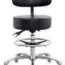 Drafting Chair Big Cushion Rolling Stool with Back, Tall Shop StoolRolling Chair with Footrest for Studio, Workshop, Classroom, Lab, Counter, Home Office (Black)