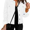 GRAPENT Women's Basic Button Down Long Sleeve Stretchy Jean Trucker Denim Jacket Size 2XL