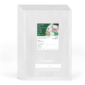 Bonsenkitchen Precut Vacuum Sealer Bags, 100 Gallon 11" x 16" Food Sealer Bags, Food Grade, BPA Free, Heavy Duty, Customized Vacuum Bags for Vac Storage, Meal Prep or Sous Vide Cooking, VB3214