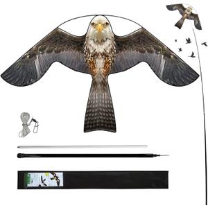 Bird Hawk Flying Kite with Pole Crops Farm Protector Bird Scarer Flying Kite with 4m Pole-Style B