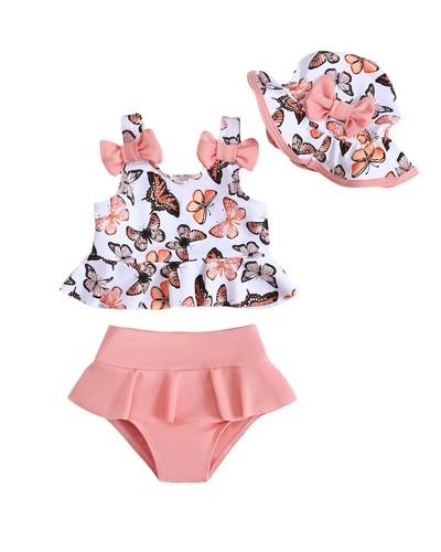 Mioglrie Toddler Swimsuit Girls 2-3T, Pink Butterfly
