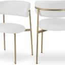 Meridian Furniture 759White-C Lupita Collection Modern | Contemporary Dining Chair with Soft Off-White Vegan Leather, Brushed Gold Metal Frame, 21.5" W x 23" D x 31.5" H, Off-White, Set of 2, Brushed Gold Finish