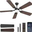 Ceiling Fans with Lights, 52 Inch Modern Ceiling Fans with Lights
DC Reversible Motor, Noiseless, 3CCT, Ceiling Fan with Remote Control for Bedroom, Living Room, Apartment Indoor/Outdoor Use
Brand: Crazypai