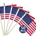 50 Packs Small American Flags on Stick,American Flag for Outside 4x6,Mini Flags/Small US Flags/USA flag 4th of July Decorations Outdoor,Fourth of July Decorations for Home,Memorial Day Decor