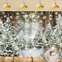 Winter Wonderland Backdrop 8x6FT Christmas Tree Snowy Snowflake Forest Scene Photography Background Winter Holiday Party Decorations Supplies Photo Props