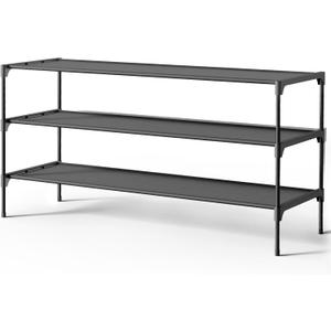 Kitsure Shoe Rack - Non-Woven Shoe Rack Shelf, Shoe Organizer for Closet, Entryway, Garage & Corridor, Stackable Shoe Shelves, 36.2" Wide - 3 Tier, Black
