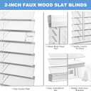 SMONTER 2" Slat Faux Wood Blinds with Crown Valance- Cordless Horizontal Blinds Room Darkening Blinds for Windows Bedroom, Bathroom, Living Room, Glass Door Interior Decor, 45" Wx 48" H