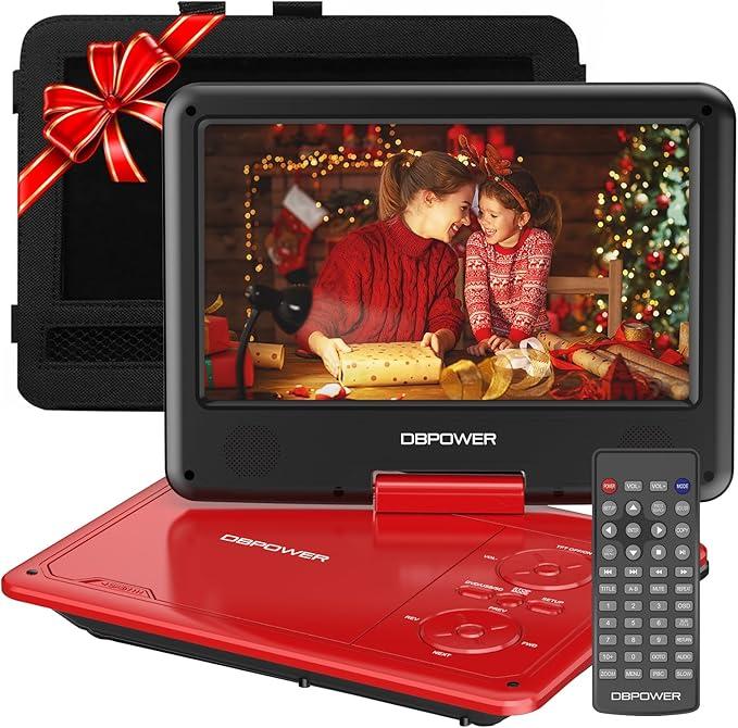 DBPOWER 11.5 Inch Portable DVD Player, 5-Hour Built-in Rechargeable Battery, 9 Inch Swivel Screen, Support CD/DVD/SD/USB Card, Remote Control, Charger