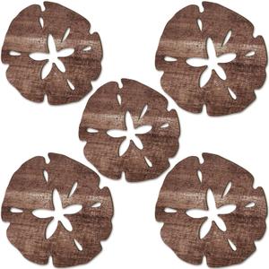 Briwooody 5 Pcs Sand Dollar Wall Decor Beach Coastal Wall Art 8" and 10" Wood Ocean Sand Dollars Decor Coastal Art for Home Bathroom Decoration