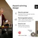 LARS NYSM Electric Salt and Pepper Grinder Set, USB Rechargeable, Automatic Salt and Pepper Mills, Spice Shakers Refillable with LED Light, Adjustable Coarseness, Ceramic Grinder (Taupe Brown)