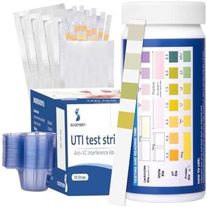 4-in-1 UTI Test Strips, 50ct Full Panel Urinary Tract Infection Test Kit at Home for Women Men Kids, Urinalysis Leukocytes, Nitrites, PH, Protein Urine Strip for UTI and Bladder, 50 Strips 50 Cups