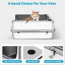 Extra Large Stainless Steel Cat Litter Box, 27.5" L x 19.7" W x 12" H XXXL Semi Enclosed Removable Metal Litter Tray with High Sided Enclosure, Scoop, Anti-Leakage, Non-Sticky, Easy Cleaning