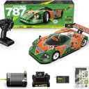 AMORIL RLAARLO 1:10 AK-787 Fast Brushless RC Cars,Top Speed 120KM/H Large Remote Control Cars with 6 Lights for Adults,4x4 On-Road Hobby Racing Vechile with Aluminum Shaft,Rubber Tire,Green