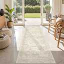 Rug Runners for Hallways Non Slip - 2x8 Runner Rug for Bedroom, Washable Runner with Rubber Backing, Soft Low-Pile Carpet for Kitchen, Laundry, Bathroom (2'x8', Beige/Ivory)