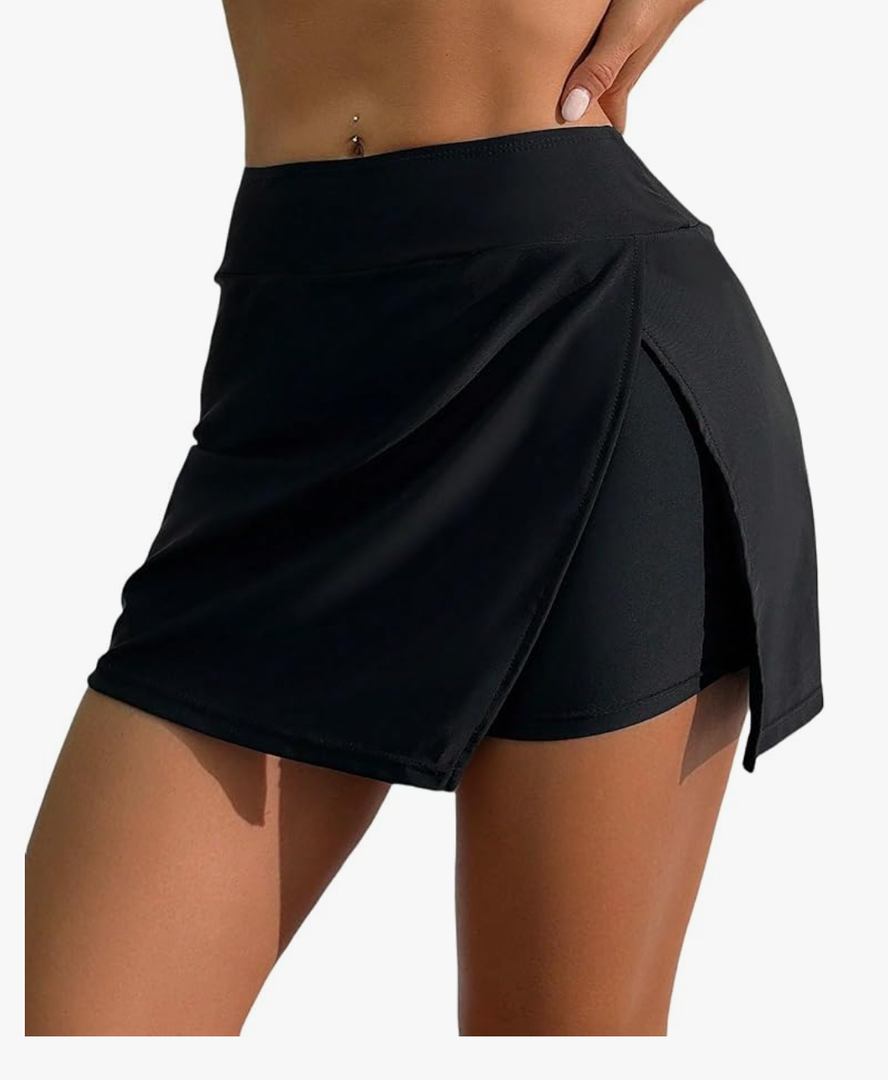 Bikini Bottoms for Women Side Slit High Waisted Tummy Control Solid Beach Outfits Swimsuit Bottom, Size XXL, Black 