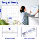 Dry Erase Calendar Whiteboard for Wall, 36" x 24" Magnetic Monthly White Board Calendar Dry Erase, Wall Hanging Aluminum Frame with Tray for Home, School, Office (Silver Frame)