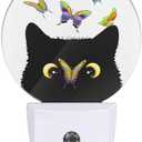 EKOBLA Cat and Butterflies Night Lights Plug into Wall Butterfly on Cat Nose Cute Kitten Plug-in Nightlights with Dusk to Dawn Sensor Led Nightlight for Teens Boys Girls Room (1.14"D x 2.95"W x 4.95"H, Spring Butterfly Flowers)