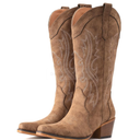 IUV Cowboy Boots For Women Western Cowgirl Boots with Chunky Heel Mid Calf Snip Toe Ideal for low insteps, 10