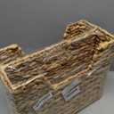 Wicker Magazine Basket, Handwoven Water Hyacinth Storage Bin & Organizer for Files, Books, Newspapers, Documents, Decorative Storage Bin with Handle for Office, Living Room, Dorm, Bathroom