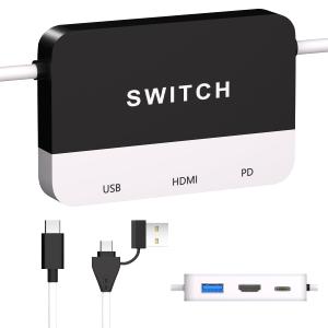 2 in 1 Switch TV Docking Station and Switch PC Capture Card for Nintendo Switch, 1080P 60FPS, Recommended Uses for Switch/PC/Mac/iPad/Steam/OBS (Black and white)