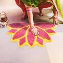 24in Diwali Decorations for Home Floral Rangoli Mat Indian Diwali Lotus Decor Pooja Floral Housewarming Floor Decor Rangoli Mat for Indian Traditional Pooja Festival New Year Entrance Gift (23.62 Inch)