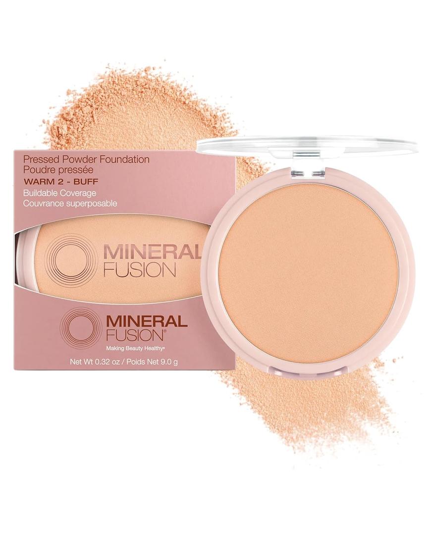 Mineral Fusion Pressed Powder Foundation - Matte Finish Face Powder for Medium Skin with Yellow Undertones - Age Defying Natural Makeup - Talc Free, Vegan, Hypoallergenic (Warm 2)