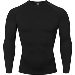 HYCOPROT Compression Shirts for Men Athletic Long Sleeve Base Layer Workout Rash Guard Shirt (Black, XXL)