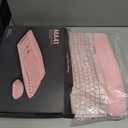 Pink Wireless Keyboard and Mouse Combo, 30dB Quiet Ergonomic Wave Keyboard Set with Soft Leather Palm Rest, Dual-System Switch for Windows/Mac, Ideal for Business Teams Home Office - SABLUTE MA41