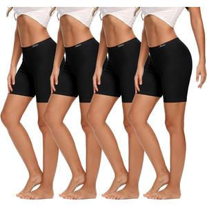 Molasus Womens Cotton Boxer Shorts Underwear Anti Chafing Bike Shorts(Regular & Plus Size) (Medium, Black-4pack)